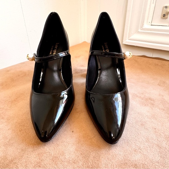 ♠️ Kate Spade New Maren Pearl Mary Jane Pumps Women's 5 Black In Box - Picture 3 of 14